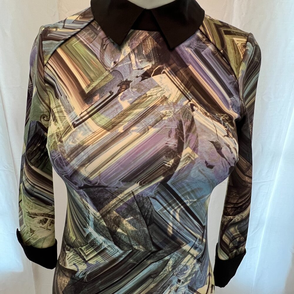 Ted Baker Dress Size 0 Abstract design 3/4 sleeve dress - Picture 2 of 12